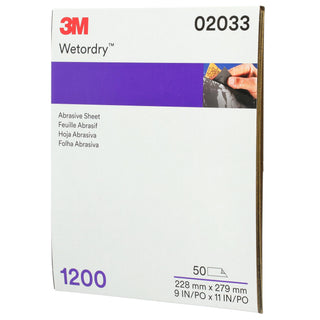 3M Wetordry Abrasive Sheet 401Q, 02033, 1200, 9 in x 11 in, 50 sheets
per carton