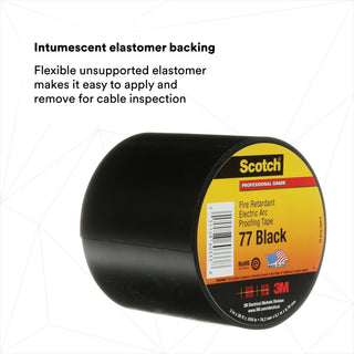 Scotch® Fire-Retardant Electric Arc Proofing Tape 77, 3 in x 20 ft,Black