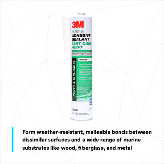 3M Marine Adhesive Sealant 4200FC, Fast Cure, White, 295 mL Cartridge