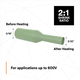 3M Heat Shrink Thin-Wall Tubing FP-301-3/16-Green-250", 250 ft Length