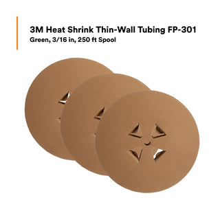 3M Heat Shrink Thin-Wall Tubing FP-301-3/16-Green-250", 250 ft Length