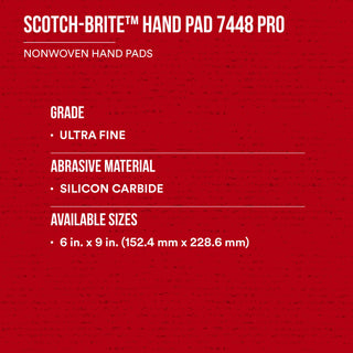 Scotch-Brite Hand Pad 7448 Pro, PO-HP, SiC Ultra Fine, Gray, 6 in x 9 in