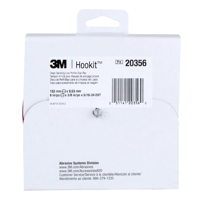3M Xtract Low Profile Back-up Pad, 20356, 6 in x 3/8 in x 5/16 in-24 External