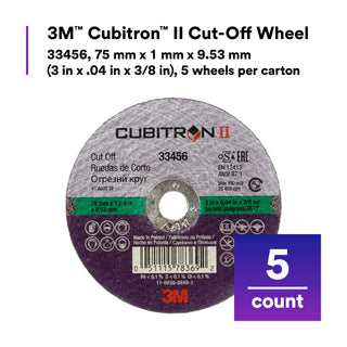 3M Cubitron II Cut-Off Wheel, 33456, 75 mm x 1 mm x 9.53 mm