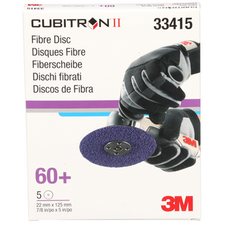 3M Cubitron II Abrasive Fibre Disc, 33415, 5 in x 7/8 in (125mm x
22mm), 60+