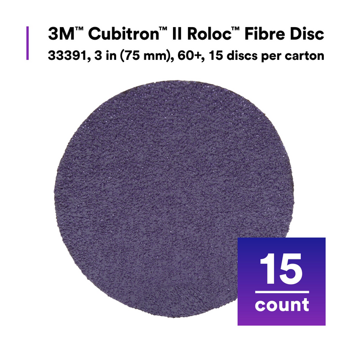 3M Cubitron II Roloc Fibre Disc 786C, 33391, 3 in (75 mm), 60+