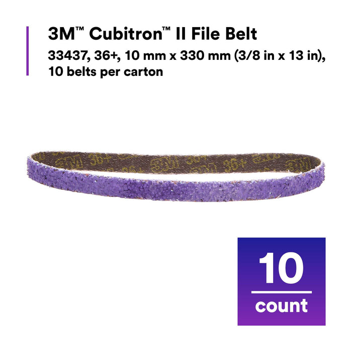 3M Cubitron II File Belt, 33437, 36+, 10 mm x 330 mm (3/8 in x 13 in)