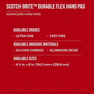 Scotch-Brite Durable Flex Hand Pad, MX-HP, A/O Very Fine, Maroon