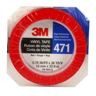 3M Vinyl Tape 471, Red, 3/4 in x 36 yd, 5.2 mil, 48 Roll/Case