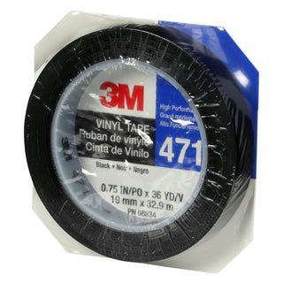 3M Vinyl Tape 471, Black, 3/4 in x 36 yd, 5.2 mil, 48 Roll/Case