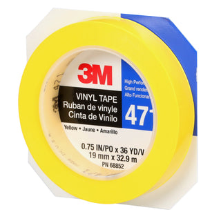 3M Vinyl Tape 471, Yellow, 3/4 in x 36 yd, 5.2 mil, 48 Roll/Case