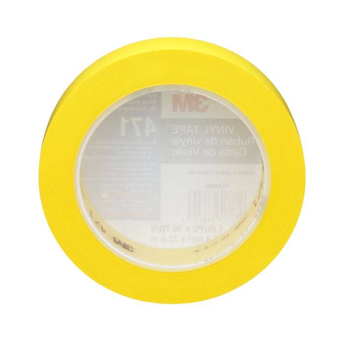 3M Vinyl Tape 471, Yellow, 1 in x 36 yd, 5.2 mil, 36 Roll/Case