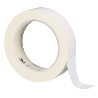 3M Vinyl Tape 471, White, 1 in x 36 yd, 5.2 mil, 36 Roll/Case