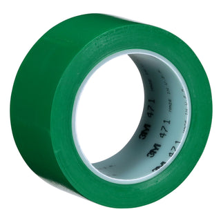 3M Vinyl Tape 471, Green, 2 in x 36 yd, 5.2 mil, 24 Roll/Case