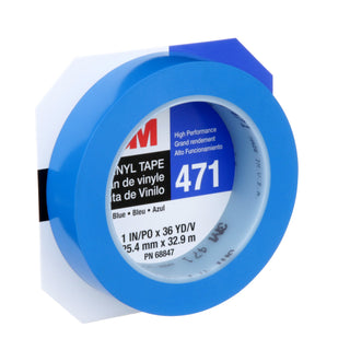 3M Vinyl Tape 471, Blue, 1 in x 36 yd, 5.2 mil, 36 Roll/Case