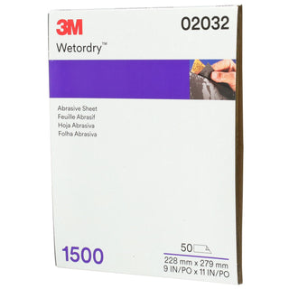 3M Wetordry Abrasive Sheet, 02032, 9 in x 11 in, 1500 grade