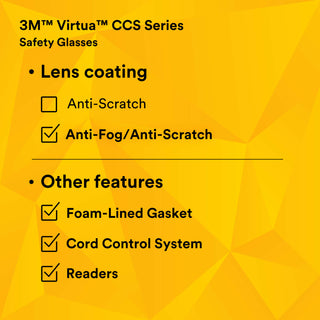 3M Virtua CCS Protective Eyewear with Foam Gasket