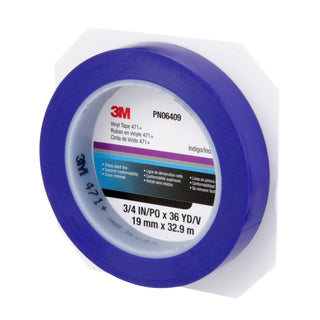 3M Vinyl Tape 471+, Indigo, 3/4 in x 36 yd, 5.3 mil, 48 Roll/Case