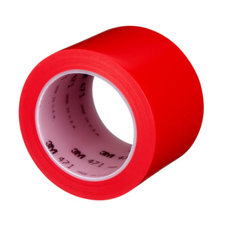 3M Vinyl Tape 471, Red, 3 in x 36 yd, 5.2 mil, 12 Roll/Case