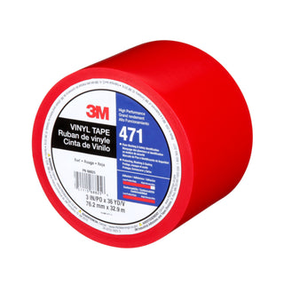 3M Vinyl Tape 471, Red, 3 in x 36 yd, 5.2 mil, 12 Roll/Case