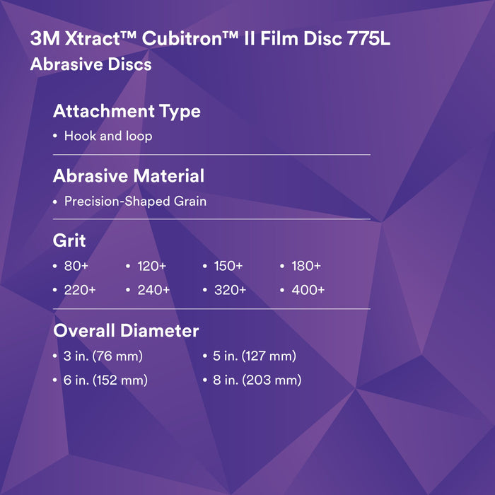 3M Xtract Cubitron II Film Disc 775L, 150+, 6 in, Die 600LG