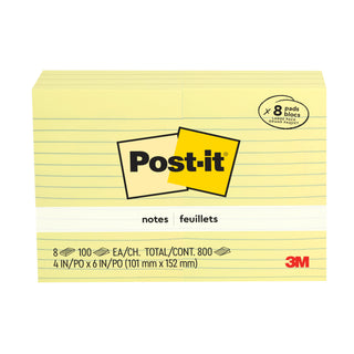 Post-it® Notes 660-8PK, 4 in x 6 in (101 mm x 152 mm), Lined