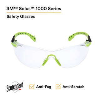 3M Solus 1000-Series Safety Glasses S1201SGAF, Green/Black