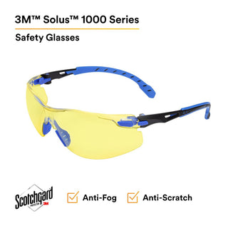 3M Solus 1000-Series Glasses S1103SGAF, Black/Blue