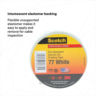 Scotch® Fire-Retardant Electric Arc Proofing Tape 77W, 1-1/2 in x 20 ft