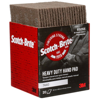 Scotch-Brite Heavy Duty Hand Pad 7440, HP-HP, A/O Medium, Tan, 6 in x 9 in