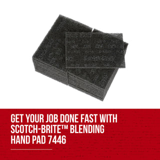 Scotch-Brite Blending Hand Pad 7446, HP-HP, SiC Medium, Gray, 6 in x 9 in