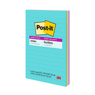 Post-it® Super Sticky Notes 4621-4SSMIA, 4 in x 6 in (101 mm x 152 mm)