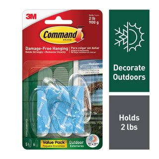 Command Outdoor Clear Medium Window Hooks 17091CLRAWVPES, Value Pack,