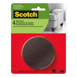 Scotch Round Felt Pads SP828-NA, Brown, 3 in