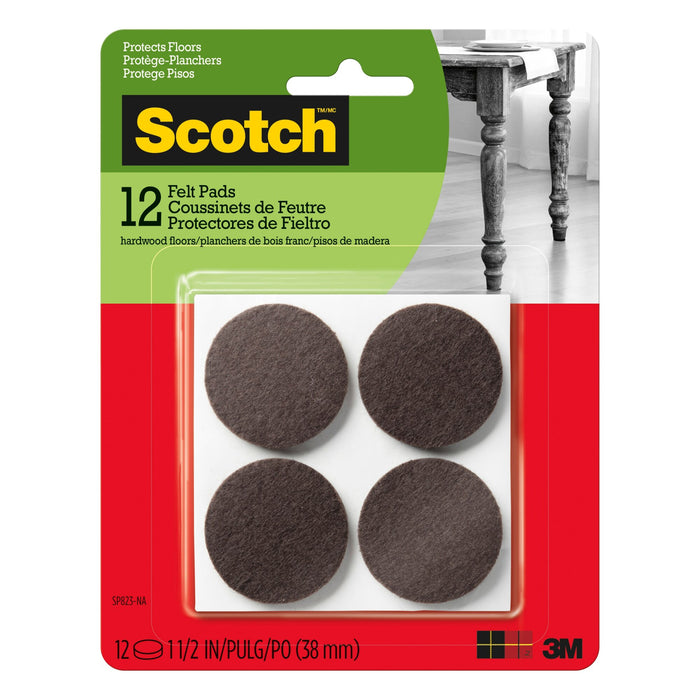 Scotch Round Felt Pads SP823-NA, Brown, 1.5 in