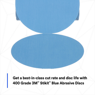 3M Stikit Blue Abrasive Disc Roll, 36211, 6 in, 400 grade, 100 discs
per roll