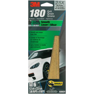 3M Sandpaper, 03031, 180 Grit, 3 2/3 in x 9 in