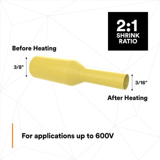 3M Heat Shrink Thin-Wall Tubing FP-301-3/8-Yellow-200`: 200 ft spoollength