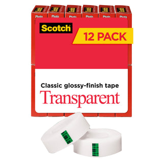 Scotch® Transparent Tape 600K12, 3/4 in x 1000 in 12 pack