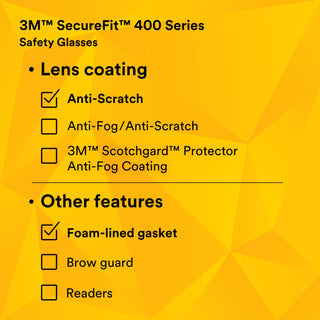 3M SecureFit Protective Eyewear SF410AS-FM, Indoor/Outdoor Mirror
Lens, Foam