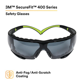 3M SecureFit Protective Eyewear SF402AF-FM, Foam, Grey Anti-fog Lens