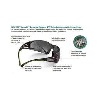 3M SecureFit Protective Eyewear SF410AS, Indoor/Outdoor Mirror Lens