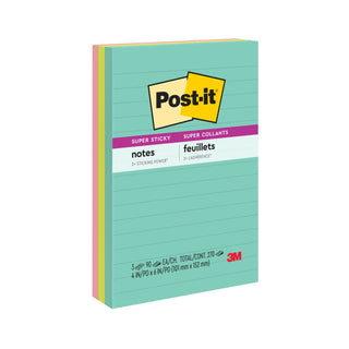 Post-it® Super Sticky Notes 4645-3SSAN, 4 in x 6 in (101 mm x 152 mm)