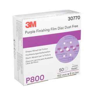 3M Hookit Purple Finishing Film Abrasive Disc 260L, 30770, 6 in, Dust
Free, P800