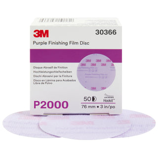 3M Hookit Purple Finishing Film Abrasive Disc 260L, 30366, 3 in,P2000