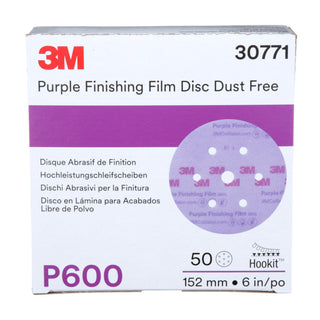 3M Purple Finishing Film Hookit Disc Dust-Free, 30771, 6 in, P600