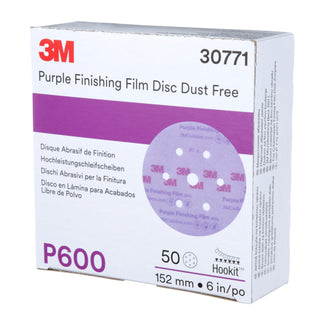 3M Purple Finishing Film Hookit Disc Dust-Free, 30771, 6 in, P600