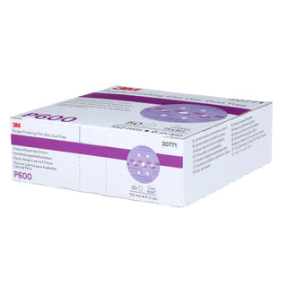 3M Purple Finishing Film Hookit Disc Dust-Free, 30771, 6 in, P600