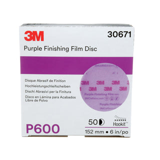 3M Hookit Purple Finishing Film Abrasive Disc 260L, 30671, 6 in, P600