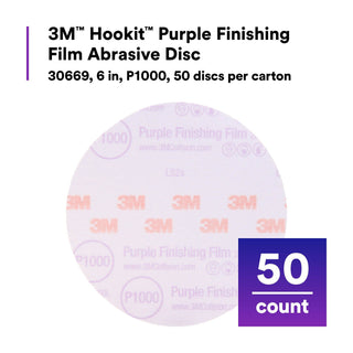 3M Hookit Purple Finishing Film Abrasive Disc 260L, 30669, 6 in,P1000